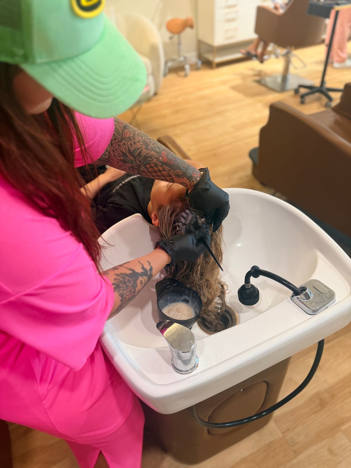 Colour being rinsed at the backwash at Canterbury & Co. in Fort Myers.